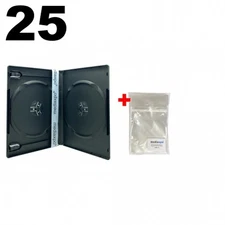 25 PREMIUM STANDARD Black Double DVD Cases (100% New Material) & 100 OPP Bags