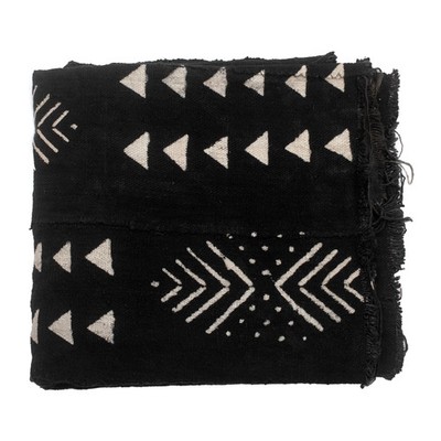 Ebony Black Bogolan Mali Mud Cloth Segou Design African Black and White Cotton