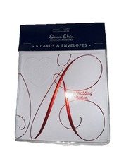 Simon Elvin 6 Ruby Wedding Embossed Invitation Cards & Envelopes