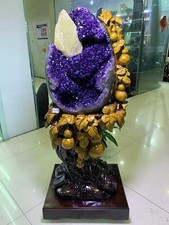 391.6LB TOP Natural Uruguay Amethyst geode quartz crystal Dinosaur egg+stand