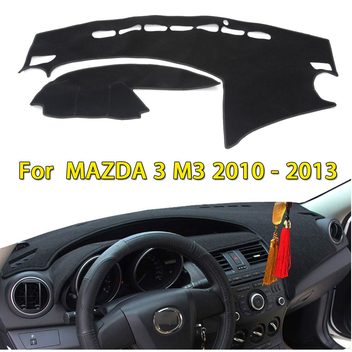 For Mazda 3 2010-2013 Black Car Dashboard Cover Dash Protector Pad Mat Carpet