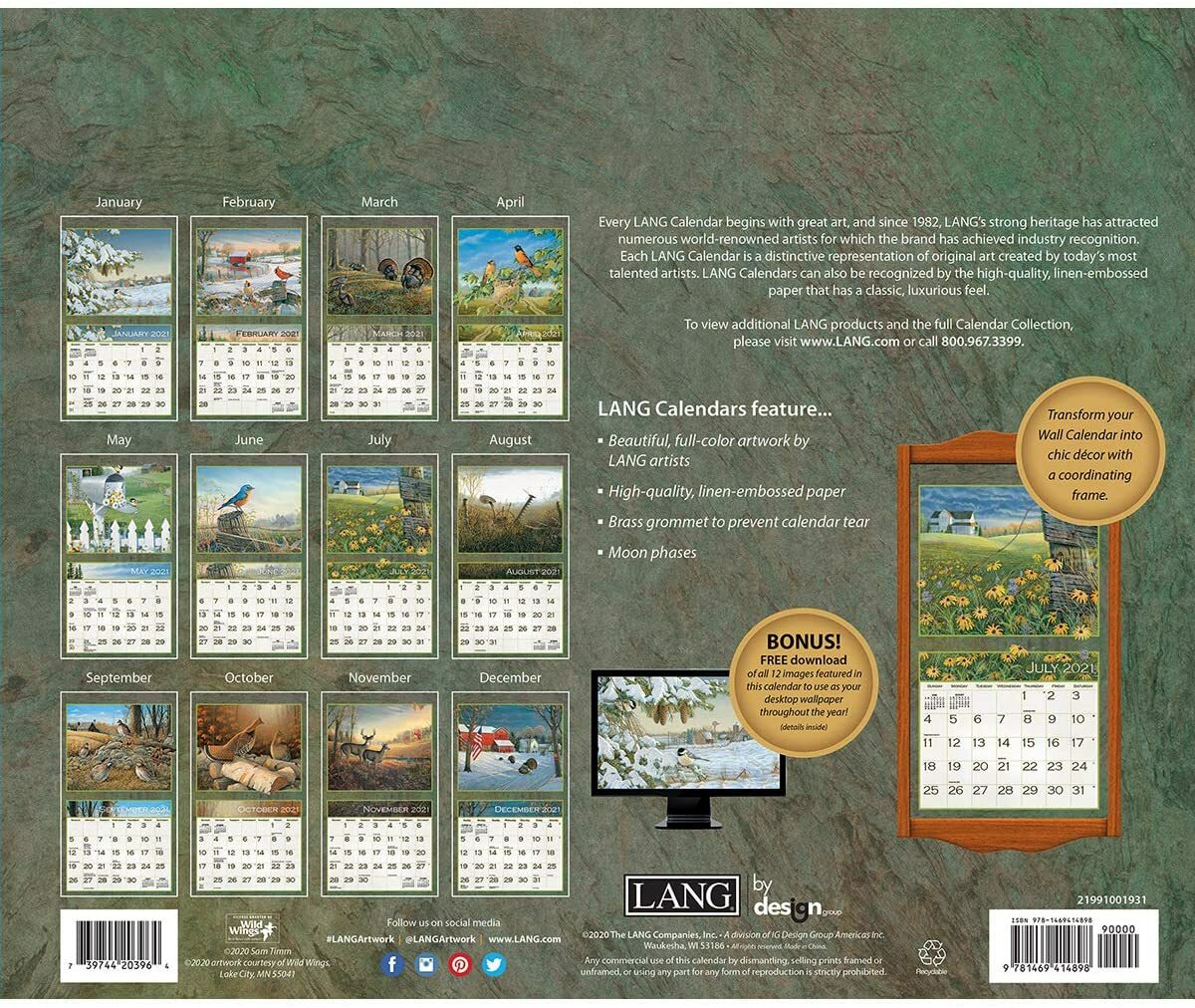 LANG Meadowland 2021 Wall Calendar w eBay