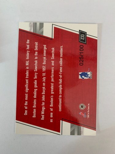 2002-03 BAP Memorabilia Sapphire #233 Terry Sawchuk & John Bucyk 025/100 - Picture 2 of 2