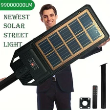 99000000LM Commercial 300W LED Solar Street Light Dusk to Dawn Road Lamp +Pole