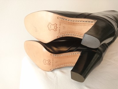 Bottes Vintage I.BOSSI Italie Noir Cuir Taille 37 - Talon Haut 7cm+ - Neuf Sans Emballage
