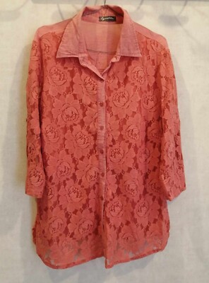 Bluse orange Spitze Polyester gefüttert Gr.42 Equation (2406040)