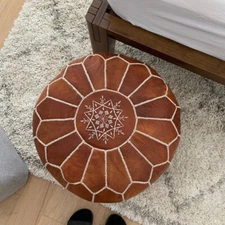 New Round Unstuffed Moroccan Leather Ottoman Pouf Boho 24''