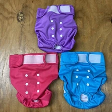 Wegreeco Washable Reusable Premium Dog Diapers Female 3 Pk Bright Colors Size LG