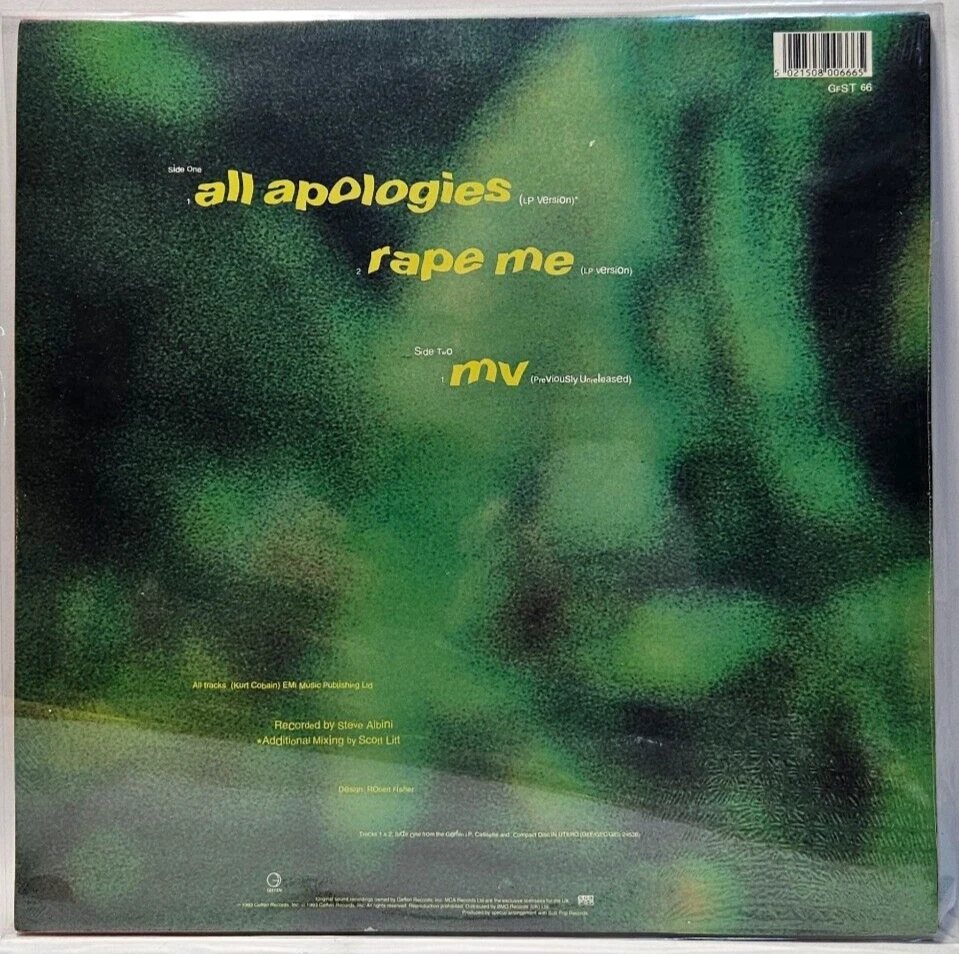 Nirvana - All Apologies / Rape Me / MV - 1993 GRUNGE ROCK 12" 45RPM - NOS SEALED Foto 2 de 3
