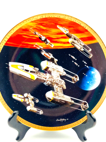 Star Wars Plate Y-Wing Fighter Space Vehicles Hamilton Collection 1997 #0671A - Picture 2 of 9