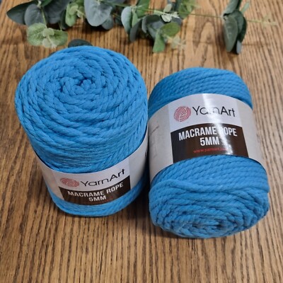 1kg-2 x 500g volle Rollen, 5mm Baumwollkordel Yarnart Makramee Seil 5mm blau 763