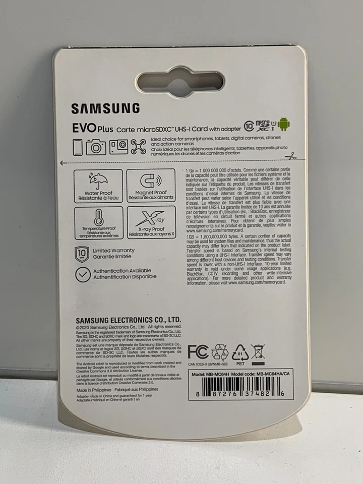 Samsung Evo Plus 64GB Micro SDXC UHS-I Class 10 Flash Memory Card w/ SD Adapter - Image 3 of 3