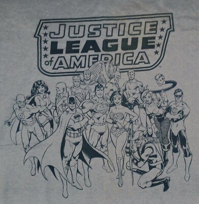 2006 Ringer JUSTICE LEAGUE/AMERICA T-Shirt Blue XL New. Retro DC Comics JLA Flaw