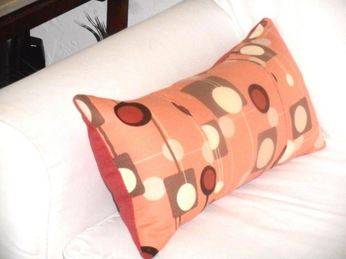 Retro Hawaiian 100% Cotton Barkcloth Fabric LUMBAR PILLOW ~Honolulu-Pink~ - Picture 4 of 4