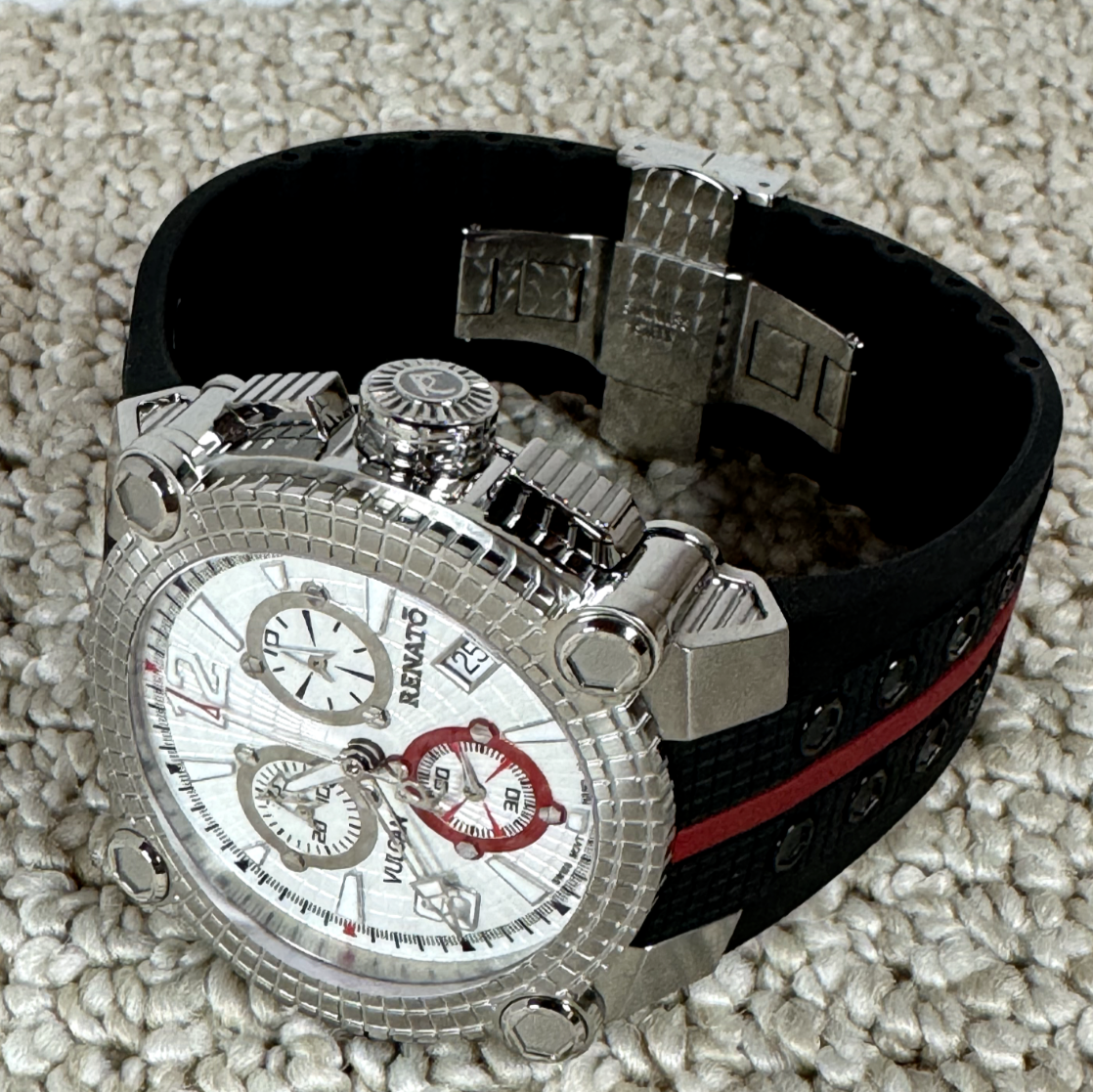 Renato Vulcan Swiss Quartz Chronograph Watch 30 ATM w/r, New in