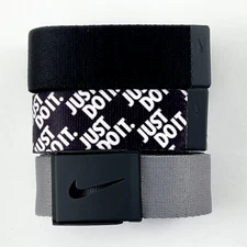 NIKE MENS WEB BELT 3 IN 1 PACK JUST DO IT./BLACK/GREY TRIM TO FIT UP TO 42 20903