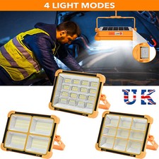 3500W Rechargeable LED Work Light Solar Cordless Portable Floodlight USB 4 Modes
