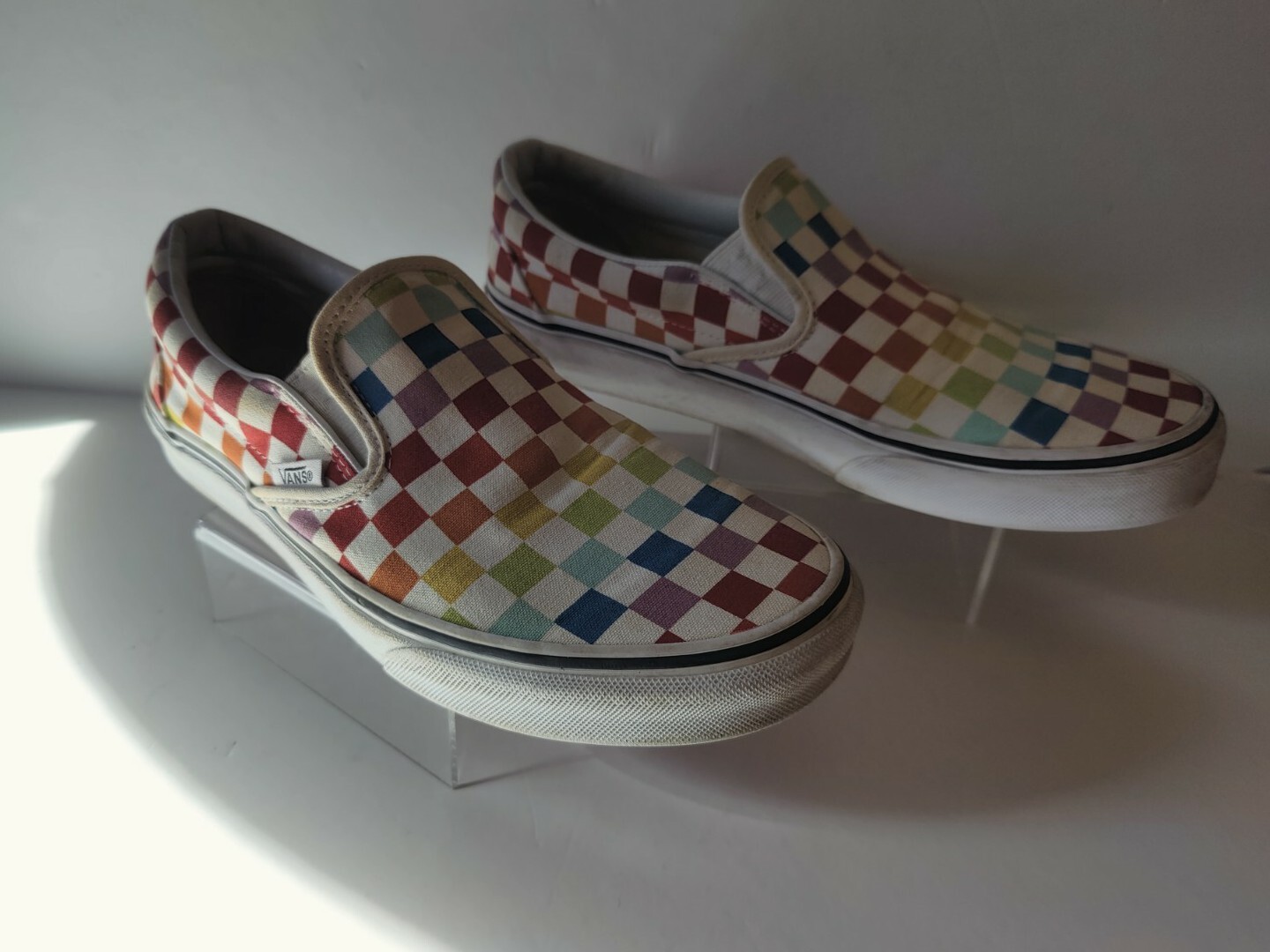 Vans Checkerboard Loafers Women Size 9 Men 7.5 Multi Color Flats-image