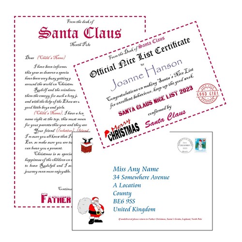 Personalised Letter from Santa / Father Christmas + Envelope & Certificate V5 - Picture 2 of 16