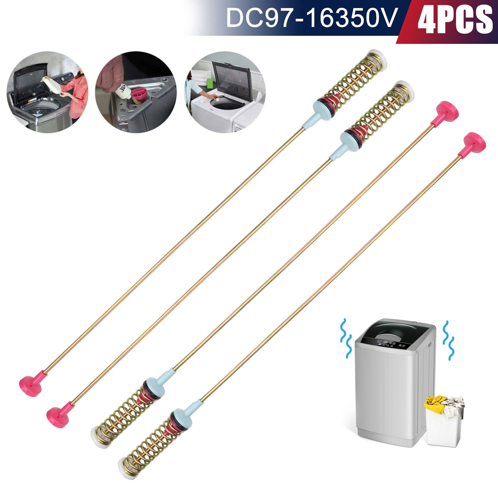 4 PACK Washer Suspension Rods DC97-16350V for Samsung Washer WA54R7200AV/US