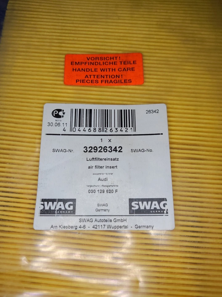 Original SWAG 32926342 Luftfilter für VW Fox 1,4 XL1 0,8 TDi E-Hybrid NEU!!! - Bild 4 von 4