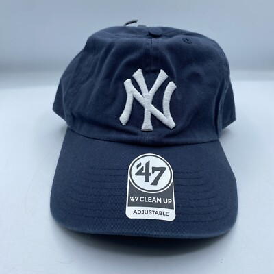 #ad New York Yankees Hat Adjustable 47 Brand Blue Clean Up MLB Strapback NWT $27.97