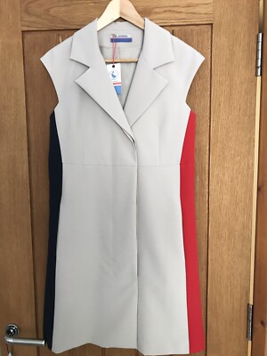 El Ganso, Brand New, colourblock, (beige/navy blue/red), Sleeveless, Shirt-dress