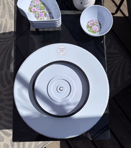 NEW Laura Ashley Melamine Outdoor Rotating 7pc Snack Serving Set Spring Floral - Picture 10 of 11