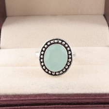 Aqua Chalcedony Gemstone 925 Sterling Ring Handmade Jewelry Ring For Gift