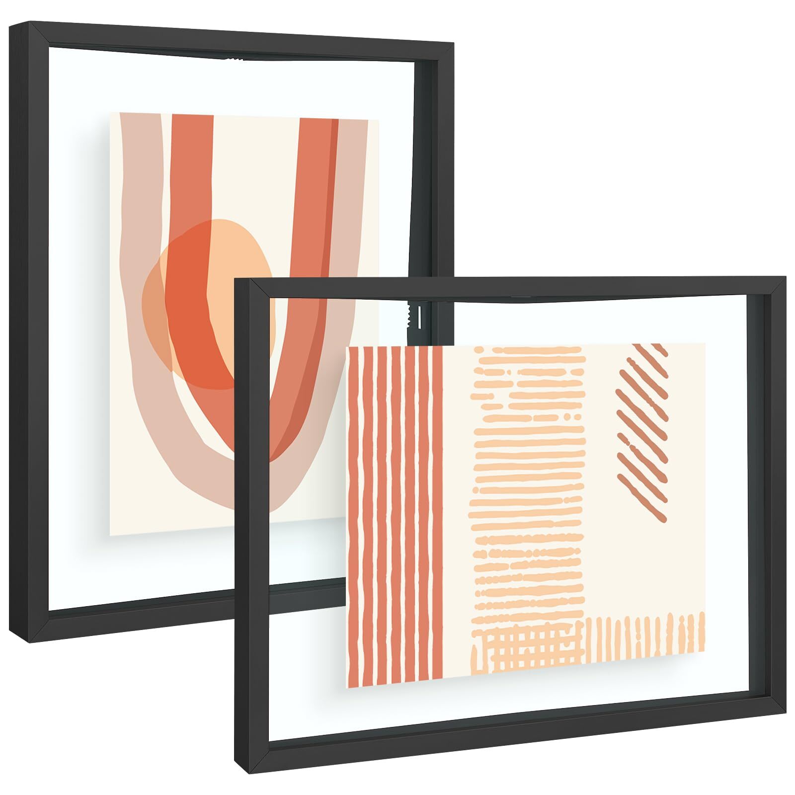 , 8x10 Floating Picture Frame - Metal Photo Frame - Real Glass - for Wall Mou...