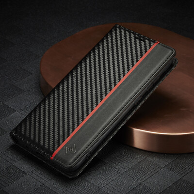 carbon Flip leather Wallet Magnetic Case For Samsung S8 S20 S21 Ultra A52 A12 s9