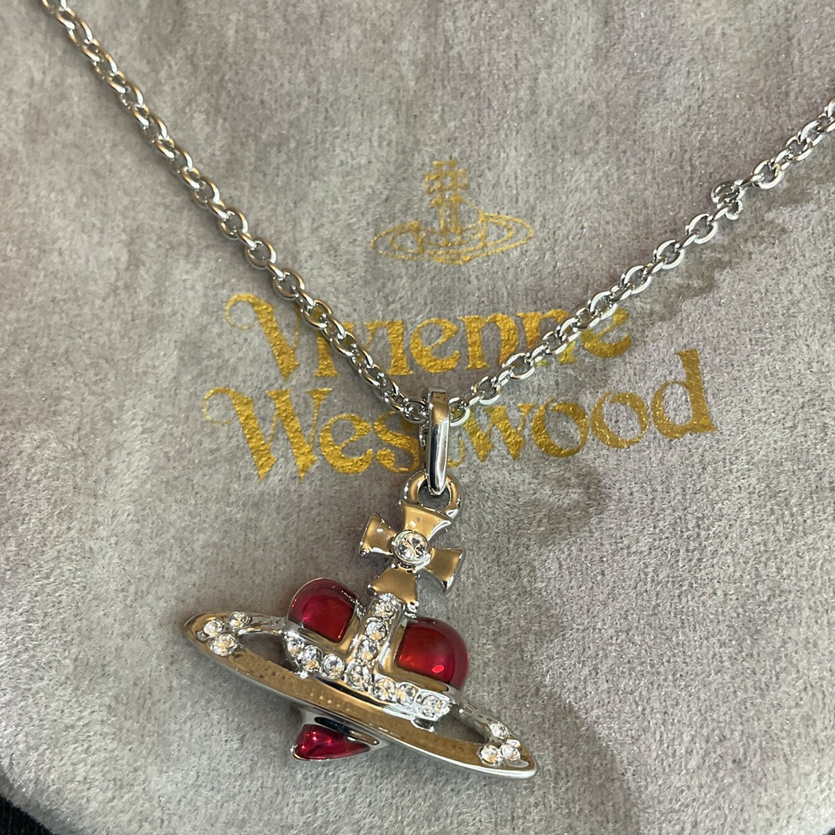 Vivienne Westwood nana small red saturn DIAMANTE HEART ORB