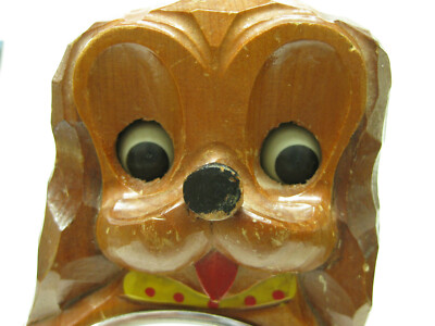 b758 Vintage Cute Tezuka Clock Co Poppo Dog Moving Eyes Wind Up