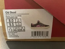 Vans Old Skool shoes men size 8 Moody Floral grey/white