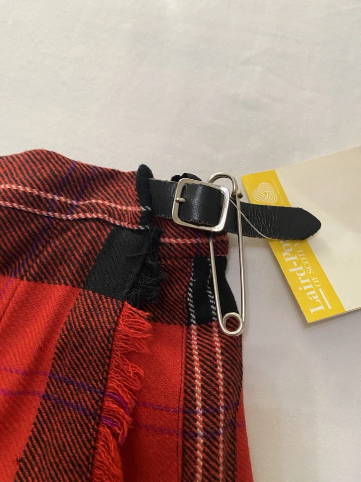 Falda escocesa de lana vintage años 80 longitud MIDI plisada tartán 28 "cintura Escocia Foto 4 de 4