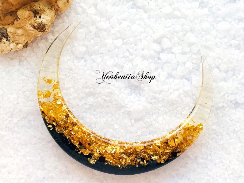 HECHO A MANO Palo de pelo Luna Media Luna Clip de pelo Boda Peine Pinza de pelo Tenedor de pelo Foto 2 de 4