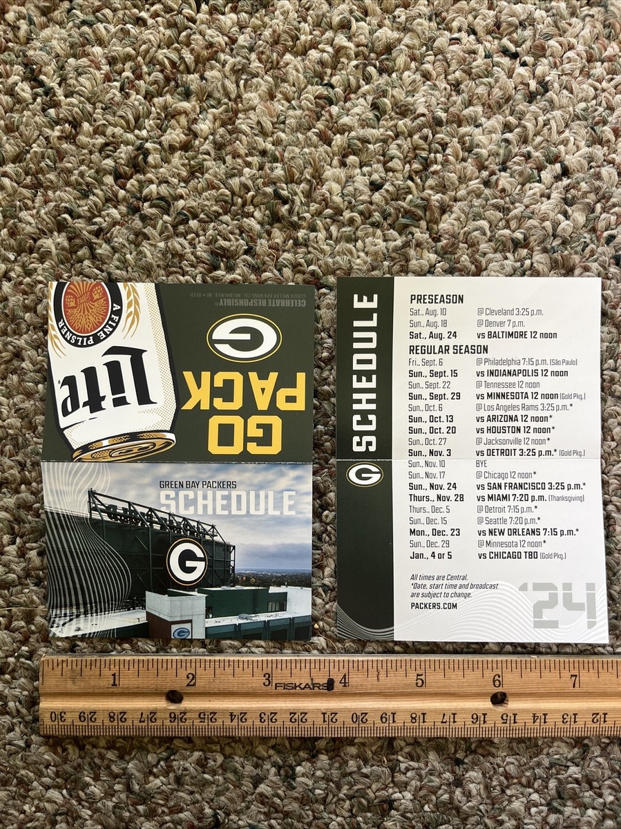 green-bay-packers-2024-pocket-schedule-miller-lite-beer-ebay