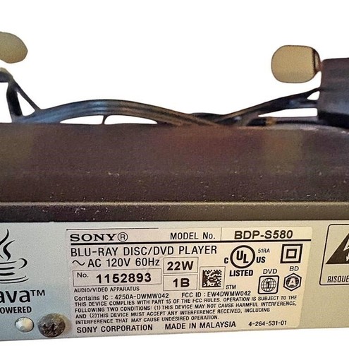 Sony BDP-S580 3D Blu-ray/ DVD Player 1080P WiFi HDMI Streaming - W/Remote - Picture 4 of 8