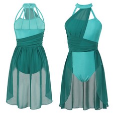 Womens Girls Chiffon Lyrical Dance Ballet Dress Costumes Dancewear Leotard AU