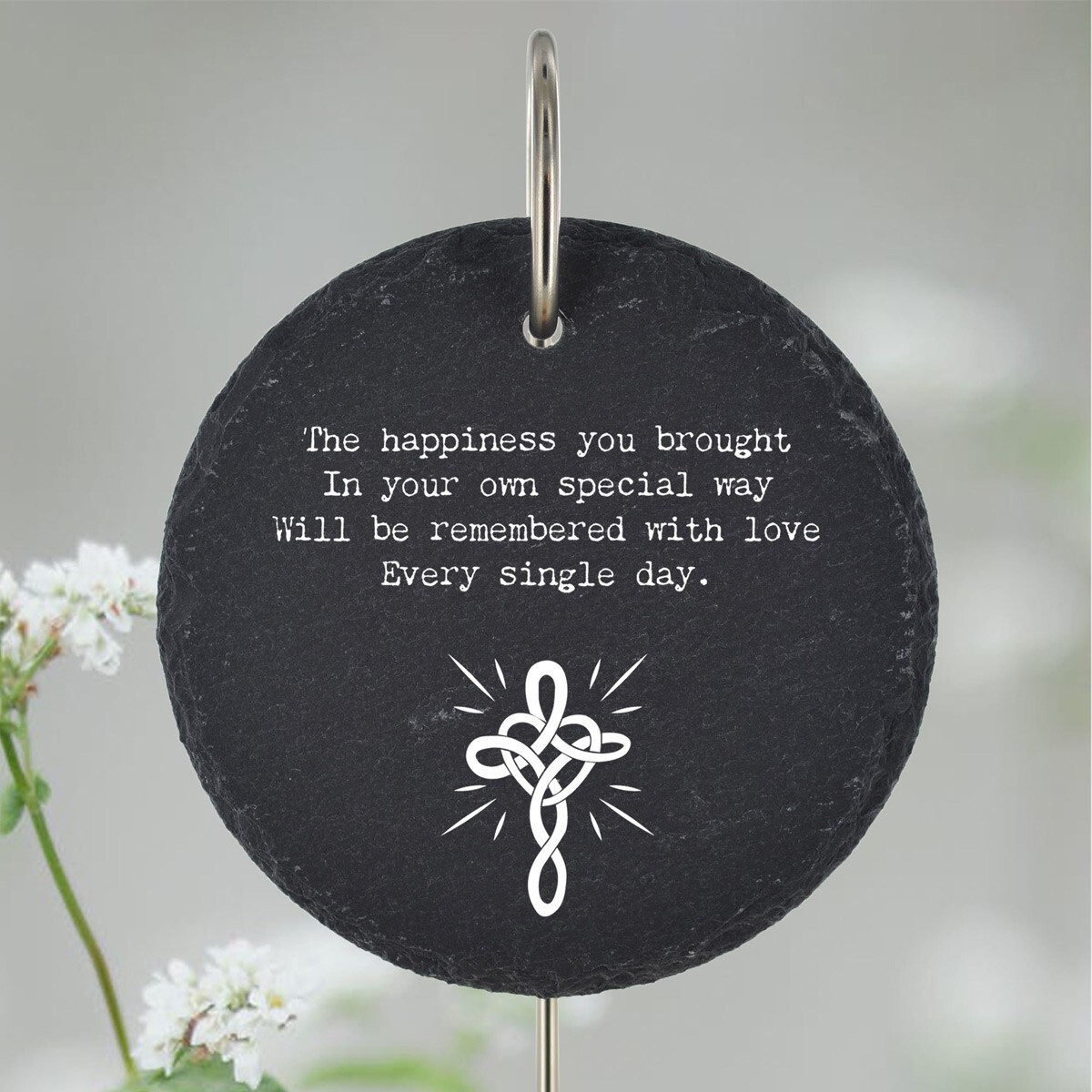 Celtic Cross Grave Stick Marker Plaque Ornament Memorial Slate Happiness & Love