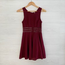 Free People - Burgundy lace cut out fit & flare dress, sz 2