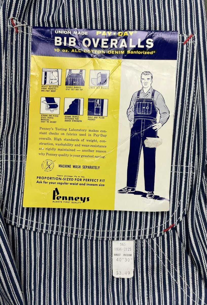 VTG Penneys Pay Day Bib Overalls Liberty Stripe Denim VTG Penneys Pay Day Bib Overalls Liberty Stripe Denim