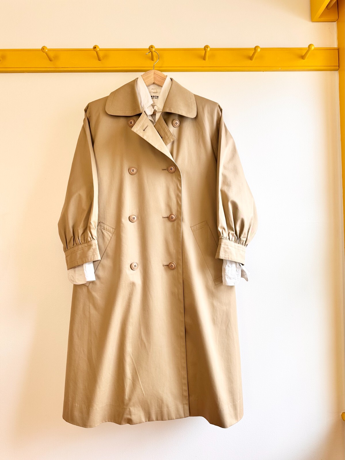 Giacca trench vintage anni 80 YSL YVES SAINT LAURENT Peter Pan colletto kaki S M