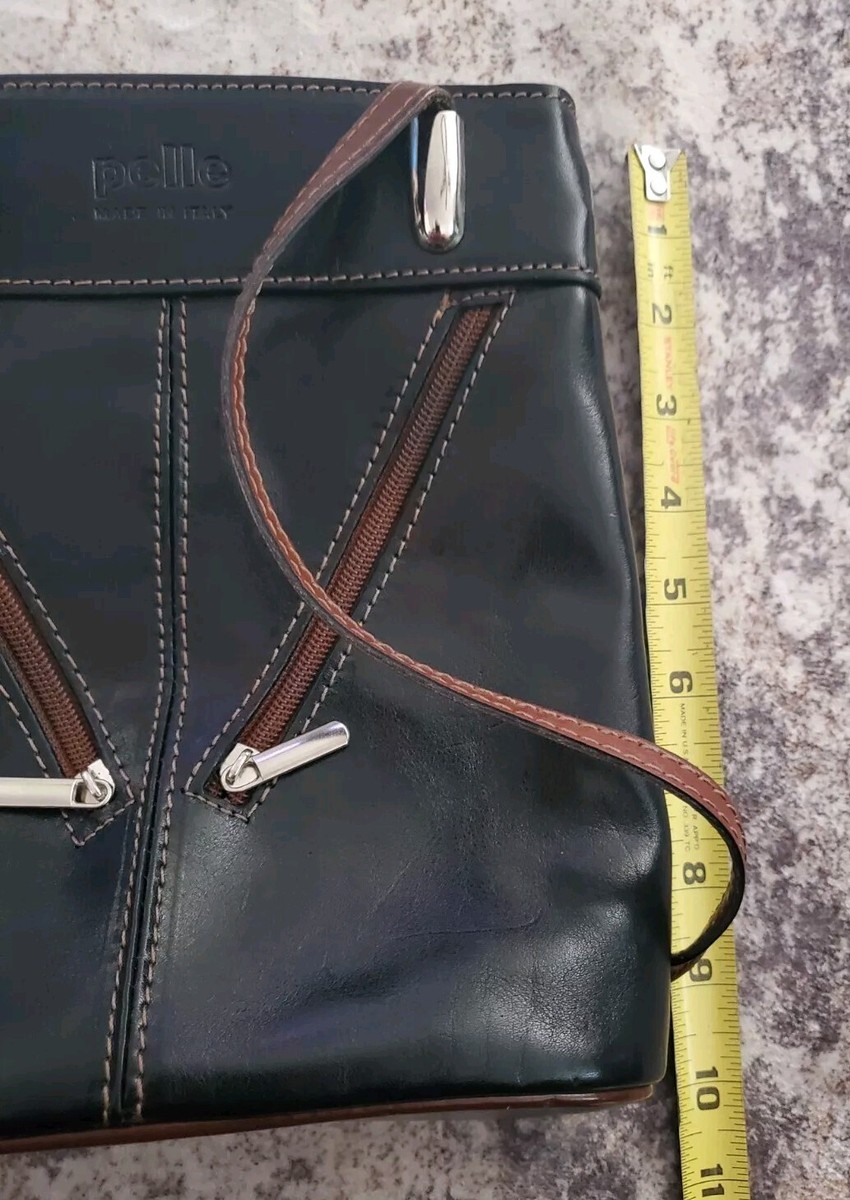Vintage Vera Pelle Italian Leather Convertible Backpack Sling Bag Black Brown Italian Leather  main image 2