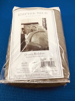 Empire Silk by Peri Homeworks Queen Bed Skirt Silk Blend 60x80x15 Avacado Green