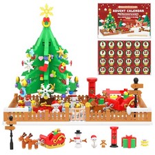 Advent Calendar Christmas Tree Scene Building Set w/LED Light 24 Days Countdown