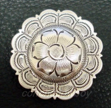 WESTERN SADDLE HEADSTAL HORSE TACK ANTIQUE ENGRAVED FLOWER CONCHO screw back