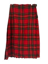 VTG. YARROWVALE REGO red TARTAN WOOL PLAID SKIRT SCOTLAND 14 large grunge wrap