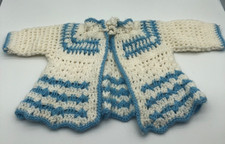 handmade baby knitted sweater blue and white newborn vintage