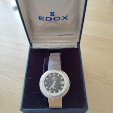 EDOX King Star Automatic Watch Black Dial Date Stainless Steel Mesh Bracelet